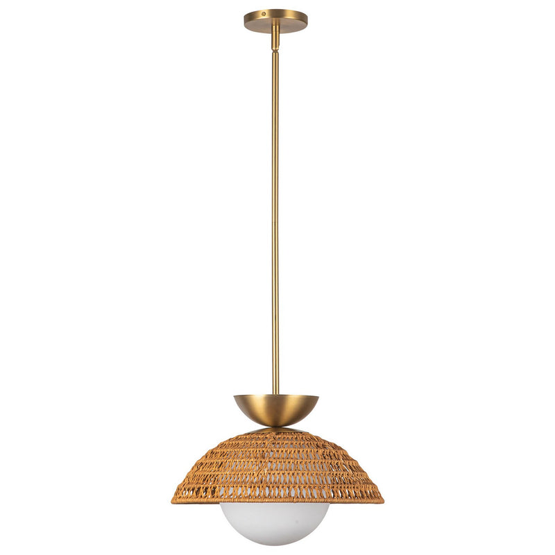 One Light Pendant<br /><span style="color:#4AB0CE;">Entrega: 4-10 dias en USA</span><br /><span style="color:#4AB0CE;font-size:60%;">PREGUNTE POR ENTREGA EN PANAMA</span><br />Collection: Perth<br />Finish: Brushed Gold/Opal Glass