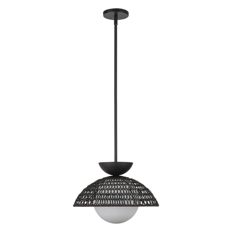 One Light Pendant<br /><span style="color:#4AB0CE;">Entrega: 4-10 dias en USA</span><br /><span style="color:#4AB0CE;font-size:60%;">PREGUNTE POR ENTREGA EN PANAMA</span><br />Collection: Perth<br />Finish: Matte Black/Opal Glass