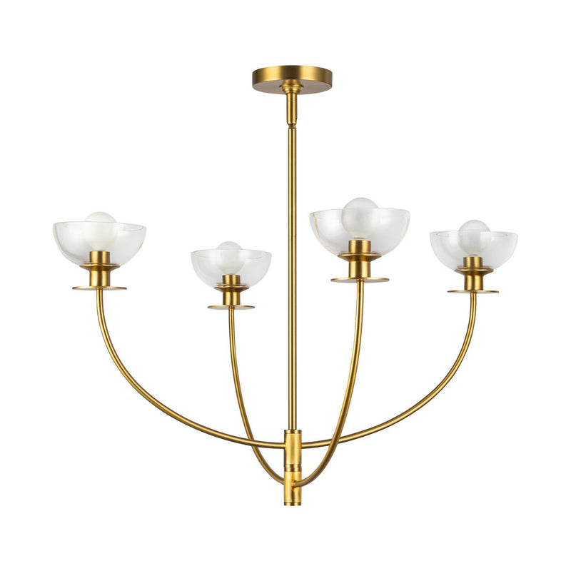 Four Light Chandelier<br /><span style="color:#4AB0CE;">Entrega: 4-10 dias en USA</span><br /><span style="color:#4AB0CE;font-size:60%;">PREGUNTE POR ENTREGA EN PANAMA</span><br />Collection: Sylvia<br />Finish: Brushed Gold/Clear Glass