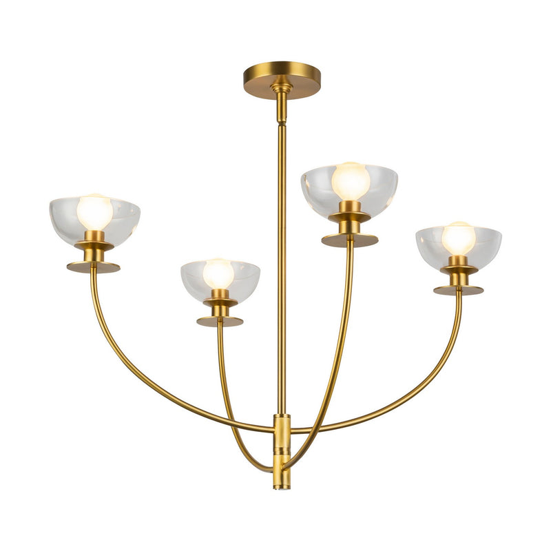 Four Light Chandelier<br /><span style="color:#4AB0CE;">Entrega: 4-10 dias en USA</span><br /><span style="color:#4AB0CE;font-size:60%;">PREGUNTE POR ENTREGA EN PANAMA</span><br />Collection: Sylvia<br />Finish: Brushed Gold/Clear Glass