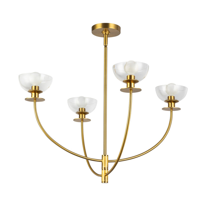 Four Light Chandelier<br /><span style="color:#4AB0CE;">Entrega: 4-10 dias en USA</span><br /><span style="color:#4AB0CE;font-size:60%;">PREGUNTE POR ENTREGA EN PANAMA</span><br />Collection: Sylvia<br />Finish: Brushed Gold/Clear Glass