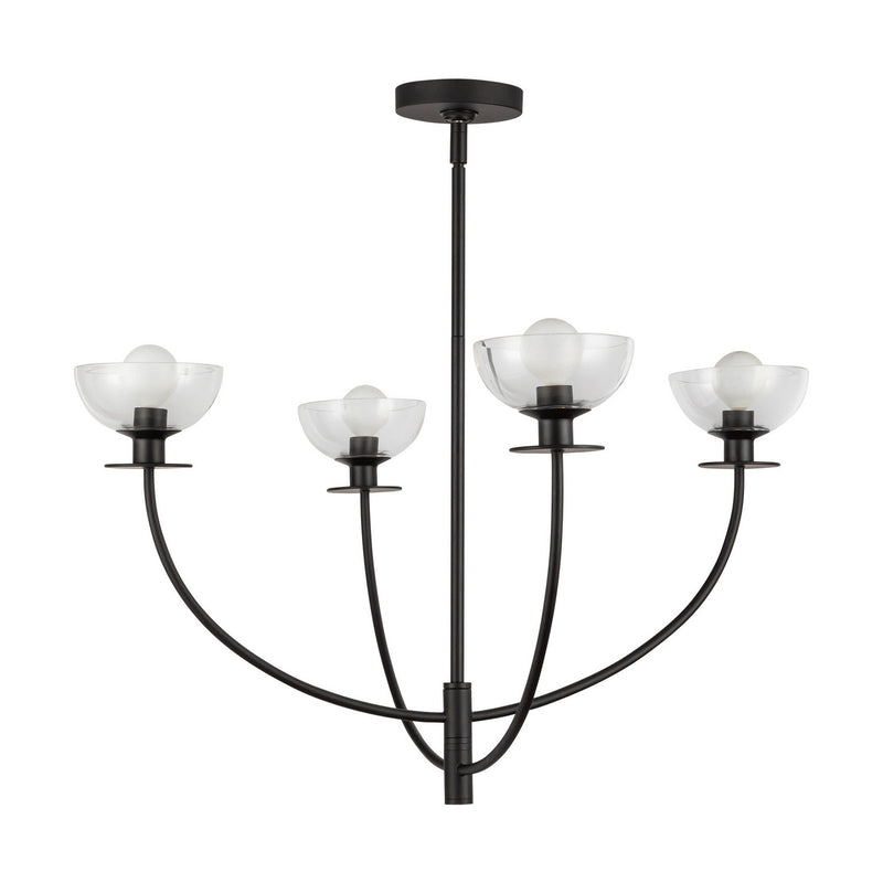 Four Light Chandelier<br /><span style="color:#4AB0CE;">Entrega: 4-10 dias en USA</span><br /><span style="color:#4AB0CE;font-size:60%;">PREGUNTE POR ENTREGA EN PANAMA</span><br />Collection: Sylvia<br />Finish: Matte Black/Clear Glass