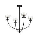 Four Light Chandelier<br /><span style="color:#4AB0CE;">Entrega: 4-10 dias en USA</span><br /><span style="color:#4AB0CE;font-size:60%;">PREGUNTE POR ENTREGA EN PANAMA</span><br />Collection: Sylvia<br />Finish: Matte Black/Clear Glass