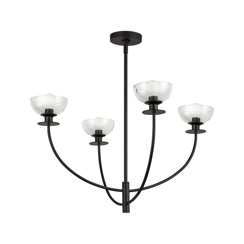 Four Light Chandelier<br /><span style="color:#4AB0CE;">Entrega: 4-10 dias en USA</span><br /><span style="color:#4AB0CE;font-size:60%;">PREGUNTE POR ENTREGA EN PANAMA</span><br />Collection: Sylvia<br />Finish: Matte Black/Clear Glass