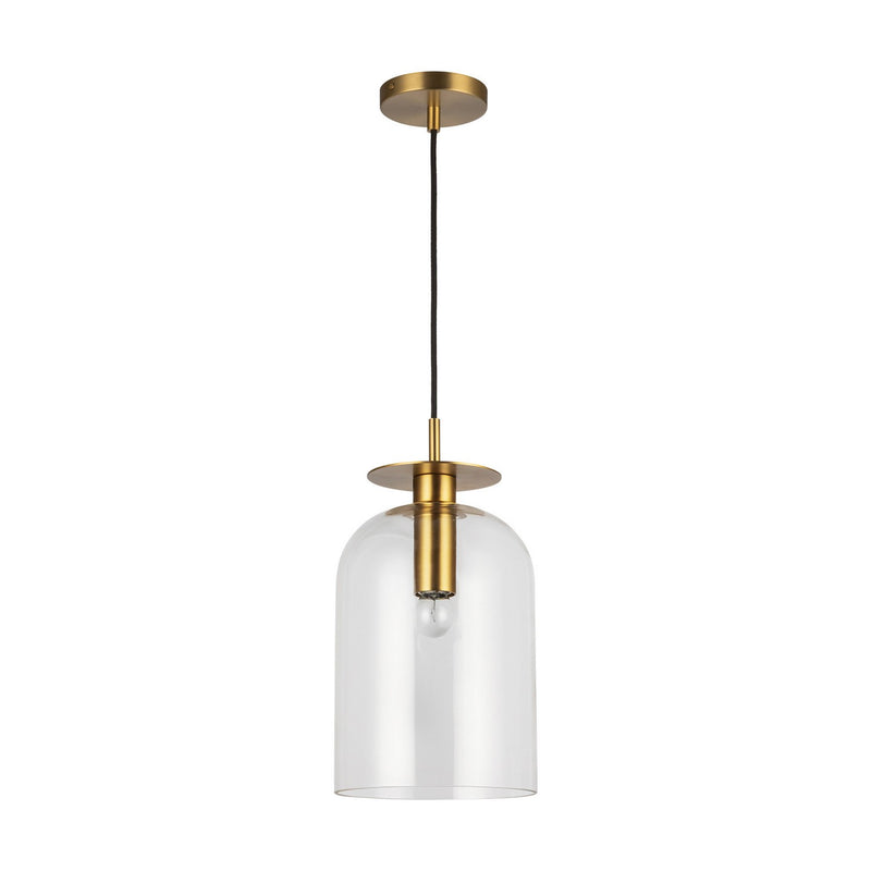 One Light Pendant<br /><span style="color:#4AB0CE;">Entrega: 4-10 dias en USA</span><br /><span style="color:#4AB0CE;font-size:60%;">PREGUNTE POR ENTREGA EN PANAMA</span><br />Collection: Sylvia<br />Finish: Brushed Gold/Clear Glass