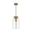 One Light Pendant<br /><span style="color:#4AB0CE;">Entrega: 4-10 dias en USA</span><br /><span style="color:#4AB0CE;font-size:60%;">PREGUNTE POR ENTREGA EN PANAMA</span><br />Collection: Sylvia<br />Finish: Brushed Gold/Clear Glass