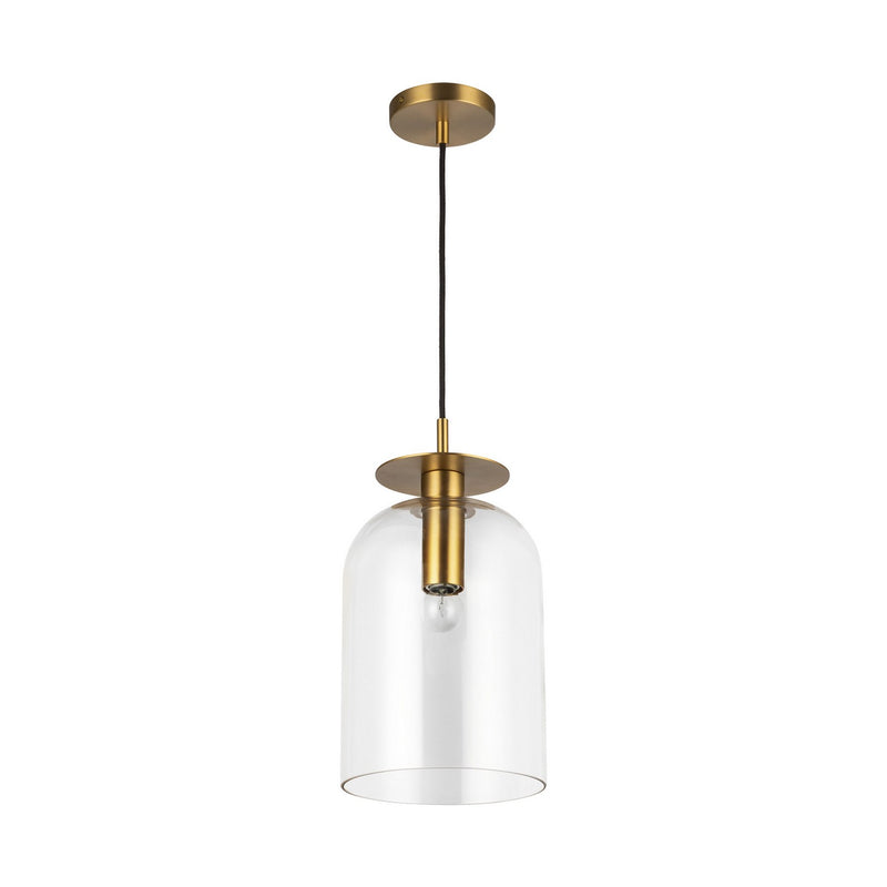 One Light Pendant<br /><span style="color:#4AB0CE;">Entrega: 4-10 dias en USA</span><br /><span style="color:#4AB0CE;font-size:60%;">PREGUNTE POR ENTREGA EN PANAMA</span><br />Collection: Sylvia<br />Finish: Brushed Gold/Clear Glass