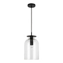 One Light Pendant<br /><span style="color:#4AB0CE;">Entrega: 4-10 dias en USA</span><br /><span style="color:#4AB0CE;font-size:60%;">PREGUNTE POR ENTREGA EN PANAMA</span><br />Collection: Sylvia<br />Finish: Matte Black/Clear Glass