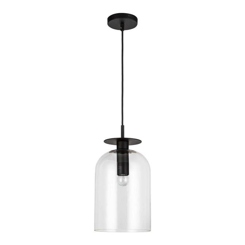 One Light Pendant<br /><span style="color:#4AB0CE;">Entrega: 4-10 dias en USA</span><br /><span style="color:#4AB0CE;font-size:60%;">PREGUNTE POR ENTREGA EN PANAMA</span><br />Collection: Sylvia<br />Finish: Matte Black/Clear Glass