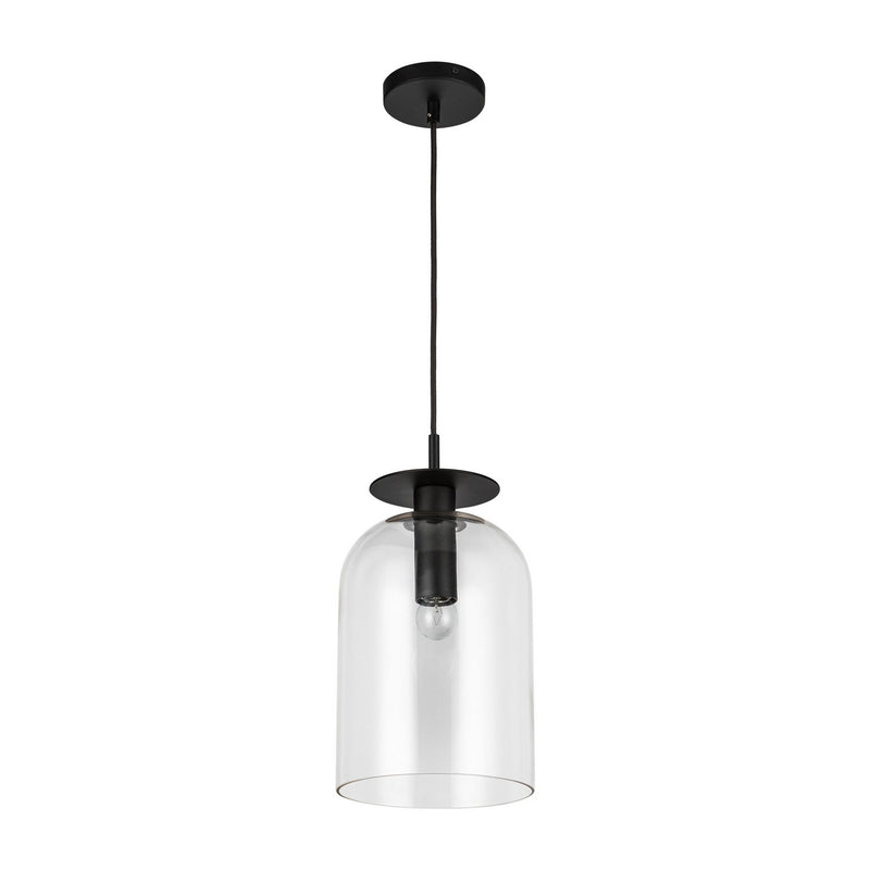 One Light Pendant<br /><span style="color:#4AB0CE;">Entrega: 4-10 dias en USA</span><br /><span style="color:#4AB0CE;font-size:60%;">PREGUNTE POR ENTREGA EN PANAMA</span><br />Collection: Sylvia<br />Finish: Matte Black/Clear Glass