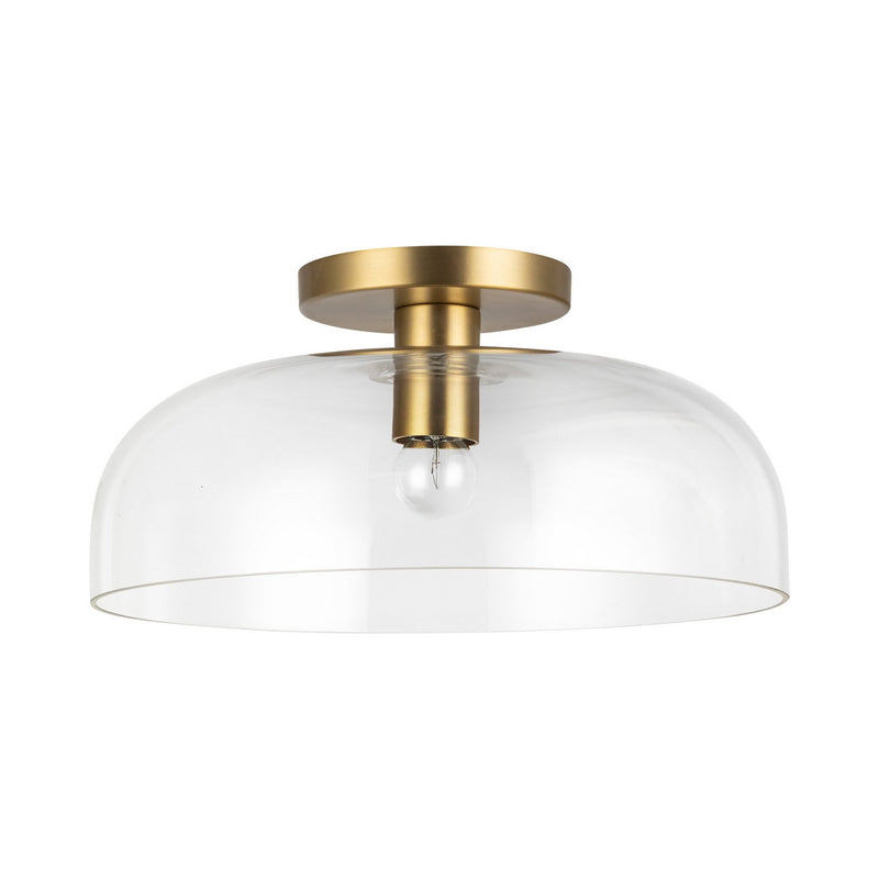 One Light Semi-Flush Mount<br /><span style="color:#4AB0CE;">Entrega: 4-10 dias en USA</span><br /><span style="color:#4AB0CE;font-size:60%;">PREGUNTE POR ENTREGA EN PANAMA</span><br />Collection: Sylvia<br />Finish: Brushed Gold/Clear Glass