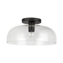 One Light Semi-Flush Mount<br /><span style="color:#4AB0CE;">Entrega: 1-2 semanas en USA</span><br /><span style="color:#4AB0CE;font-size:60%;">PREGUNTE POR ENTREGA EN PANAMA</span><br />Collection: Sylvia<br />Finish: Matte Black/Clear Glass
