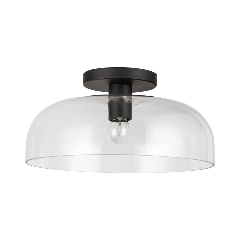 One Light Semi-Flush Mount<br /><span style="color:#4AB0CE;">Entrega: 4-10 dias en USA</span><br /><span style="color:#4AB0CE;font-size:60%;">PREGUNTE POR ENTREGA EN PANAMA</span><br />Collection: Sylvia<br />Finish: Matte Black/Clear Glass