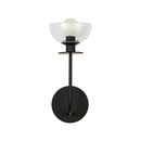 One Light Wall Vanity<br /><span style="color:#4AB0CE;">Entrega: 4-10 dias en USA</span><br /><span style="color:#4AB0CE;font-size:60%;">PREGUNTE POR ENTREGA EN PANAMA</span><br />Collection: Sylvia<br />Finish: Matte Black/Clear Glass