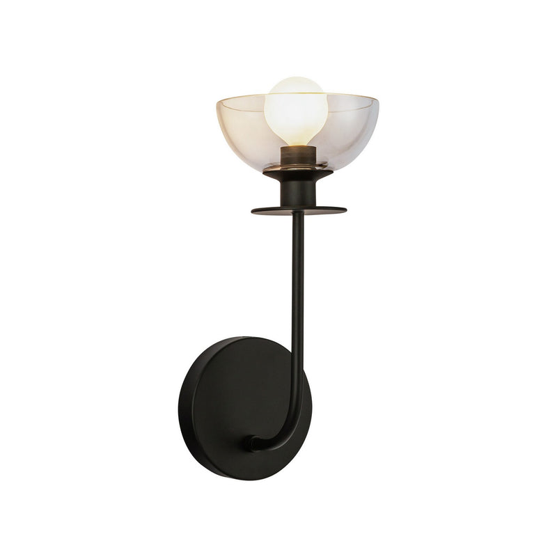 One Light Wall Vanity<br /><span style="color:#4AB0CE;">Entrega: 4-10 dias en USA</span><br /><span style="color:#4AB0CE;font-size:60%;">PREGUNTE POR ENTREGA EN PANAMA</span><br />Collection: Sylvia<br />Finish: Matte Black/Clear Glass