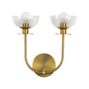 Two Light Wall Vanity<br /><span style="color:#4AB0CE;">Entrega: 4-10 dias en USA</span><br /><span style="color:#4AB0CE;font-size:60%;">PREGUNTE POR ENTREGA EN PANAMA</span><br />Collection: Sylvia<br />Finish: Brushed Gold/Clear Glass