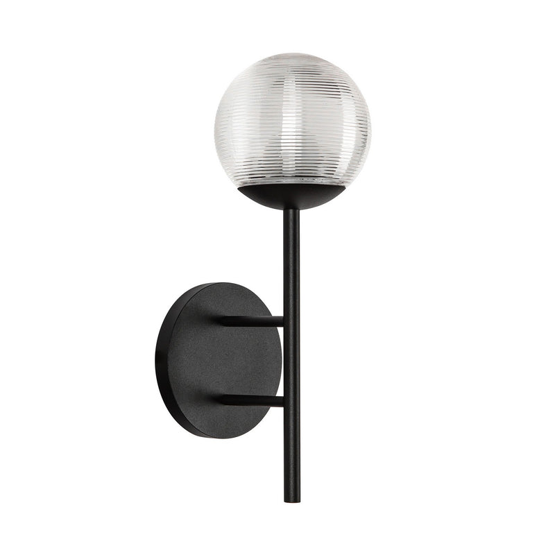 LED Exterior Wall Mount<br /><span style="color:#4AB0CE;">Entrega: 1-2 semanas en USA</span><br /><span style="color:#4AB0CE;font-size:60%;">PREGUNTE POR ENTREGA EN PANAMA</span><br />Collection: Claremont<br />Finish: Black/Clear Ribbed Glass