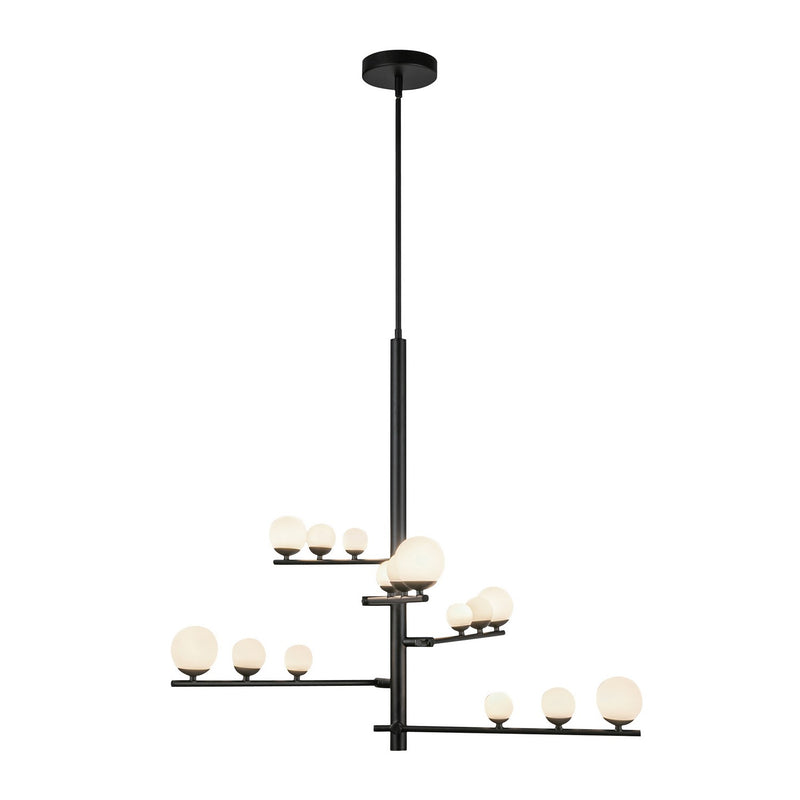 LED Chandelier<br /><span style="color:#4AB0CE;">Entrega: 4-10 dias en USA</span><br /><span style="color:#4AB0CE;font-size:60%;">PREGUNTE POR ENTREGA EN PANAMA</span><br />Collection: Juniper<br />Finish: Black/Opal Glass