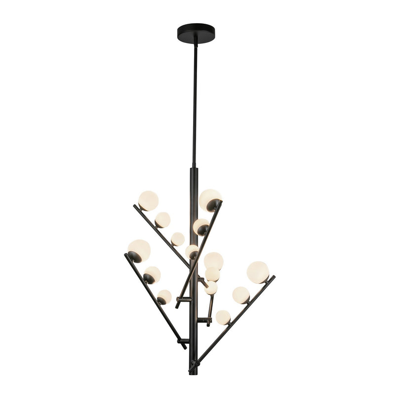 LED Chandelier<br /><span style="color:#4AB0CE;">Entrega: 4-10 dias en USA</span><br /><span style="color:#4AB0CE;font-size:60%;">PREGUNTE POR ENTREGA EN PANAMA</span><br />Collection: Juniper<br />Finish: Black/Opal Glass