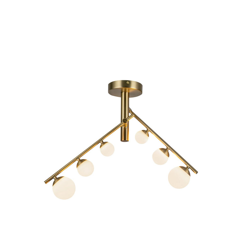 LED Semi-Flush Mount<br /><span style="color:#4AB0CE;">Entrega: 4-10 dias en USA</span><br /><span style="color:#4AB0CE;font-size:60%;">PREGUNTE POR ENTREGA EN PANAMA</span><br />Collection: Cypress<br />Finish: Brushed Gold/Opal Glass