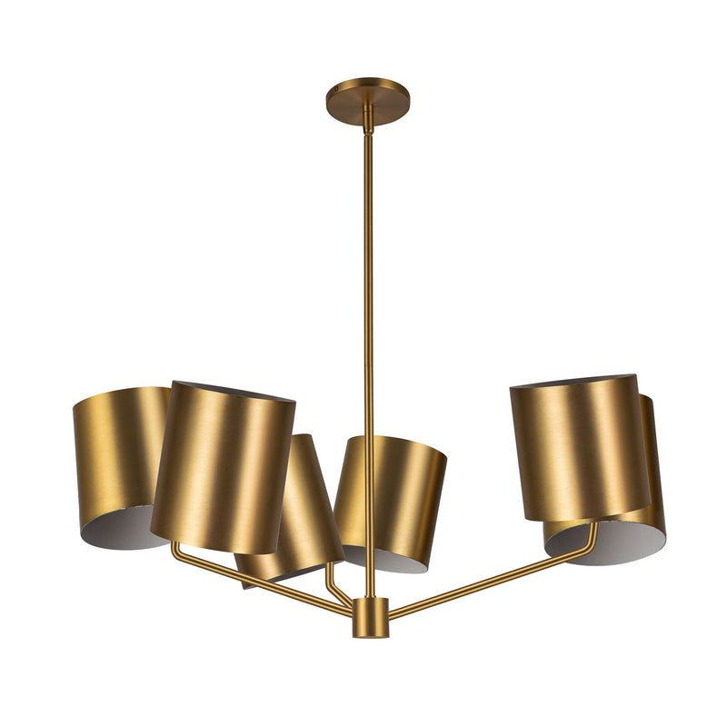 Six Light Chandelier<br /><span style="color:#4AB0CE;">Entrega: 4-10 dias en USA</span><br /><span style="color:#4AB0CE;font-size:60%;">PREGUNTE POR ENTREGA EN PANAMA</span><br />Collection: Keiko<br />Finish: Brushed Gold