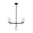 Five Light Chandelier<br /><span style="color:#4AB0CE;">Entrega: 4-10 dias en USA</span><br /><span style="color:#4AB0CE;font-size:60%;">PREGUNTE POR ENTREGA EN PANAMA</span><br />Collection: Nola<br />Finish: Black/Glossy Opal Glass