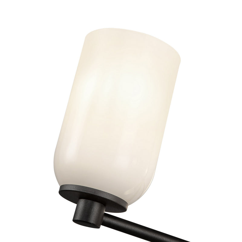 Five Light Chandelier<br /><span style="color:#4AB0CE;">Entrega: 4-10 dias en USA</span><br /><span style="color:#4AB0CE;font-size:60%;">PREGUNTE POR ENTREGA EN PANAMA</span><br />Collection: Nola<br />Finish: Black/Glossy Opal Glass