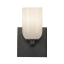 One Light Wall Sconce<br /><span style="color:#4AB0CE;">Entrega: 4-10 dias en USA</span><br /><span style="color:#4AB0CE;font-size:60%;">PREGUNTE POR ENTREGA EN PANAMA</span><br />Collection: Nola<br />Finish: Black/Glossy Opal Glass