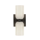 Two Light Wall Sconce<br /><span style="color:#4AB0CE;">Entrega: 6-7 semanas en USA</span><br /><span style="color:#4AB0CE;font-size:60%;">PREGUNTE POR ENTREGA EN PANAMA</span><br />Collection: Nola<br />Finish: Black/Glossy Opal Glass