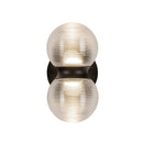 LED Exterior Wall Mount<br /><span style="color:#4AB0CE;">Entrega: 1-2 semanas en USA</span><br /><span style="color:#4AB0CE;font-size:60%;">PREGUNTE POR ENTREGA EN PANAMA</span><br />Collection: Peri<br />Finish: Black/Clear Ribbed Glass