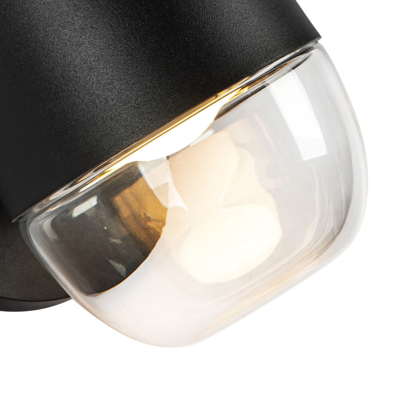 LED Exterior Wall Mount<br /><span style="color:#4AB0CE;">Entrega: 4-5 semanas en USA</span><br /><span style="color:#4AB0CE;font-size:60%;">PREGUNTE POR ENTREGA EN PANAMA</span><br />Collection: Yara<br />Finish: Black/Clear Glass