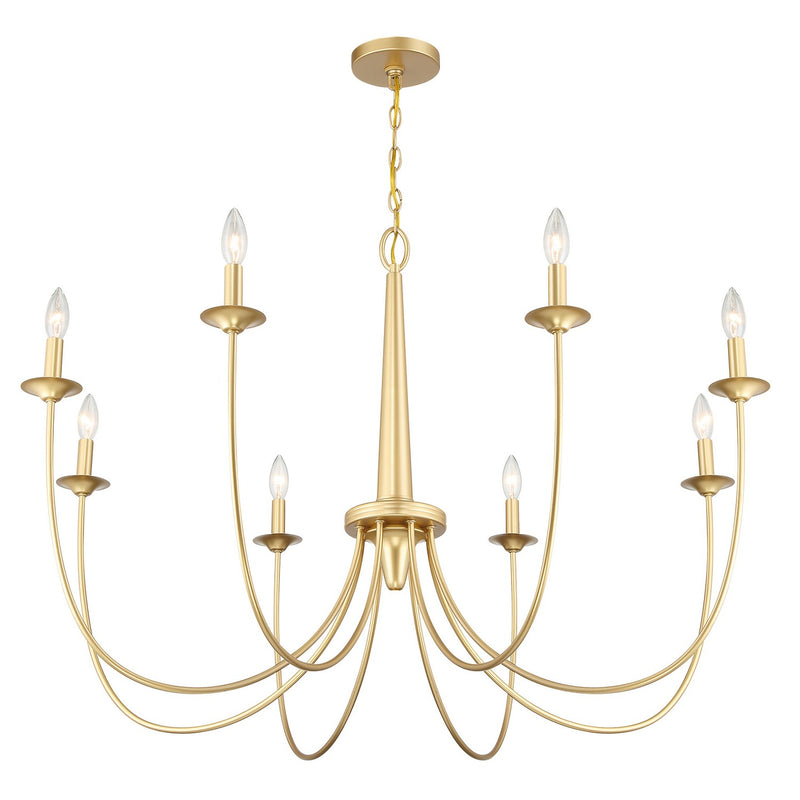 Eight Light Chandelier<br /><span style="color:#4AB0CE;">Entrega: 4-10 dias en USA</span><br /><span style="color:#4AB0CE;font-size:60%;">PREGUNTE POR ENTREGA EN PANAMA</span><br />Collection: Stonecrest<br />Finish: French Gold