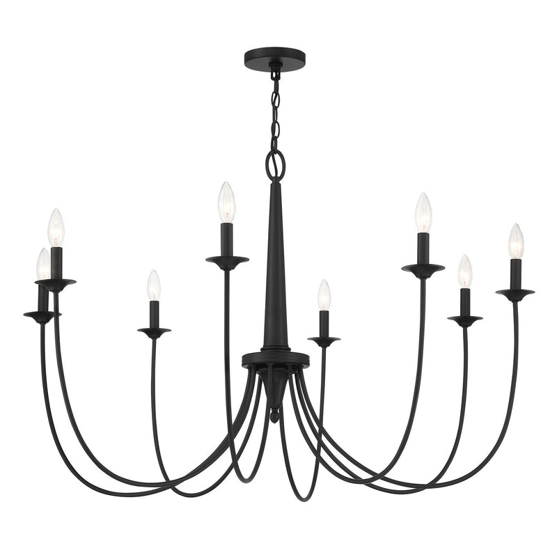 Eight Light Chandelier<br /><span style="color:#4AB0CE;">Entrega: 4-10 dias en USA</span><br /><span style="color:#4AB0CE;font-size:60%;">PREGUNTE POR ENTREGA EN PANAMA</span><br />Collection: Stonecrest<br />Finish: Matte Black