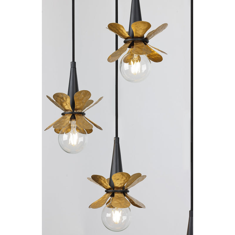 Savoy House - 1-2185-9-103 - Nine Light Linear Chandelier - Portinatx - Satin Black with Hammered Gold