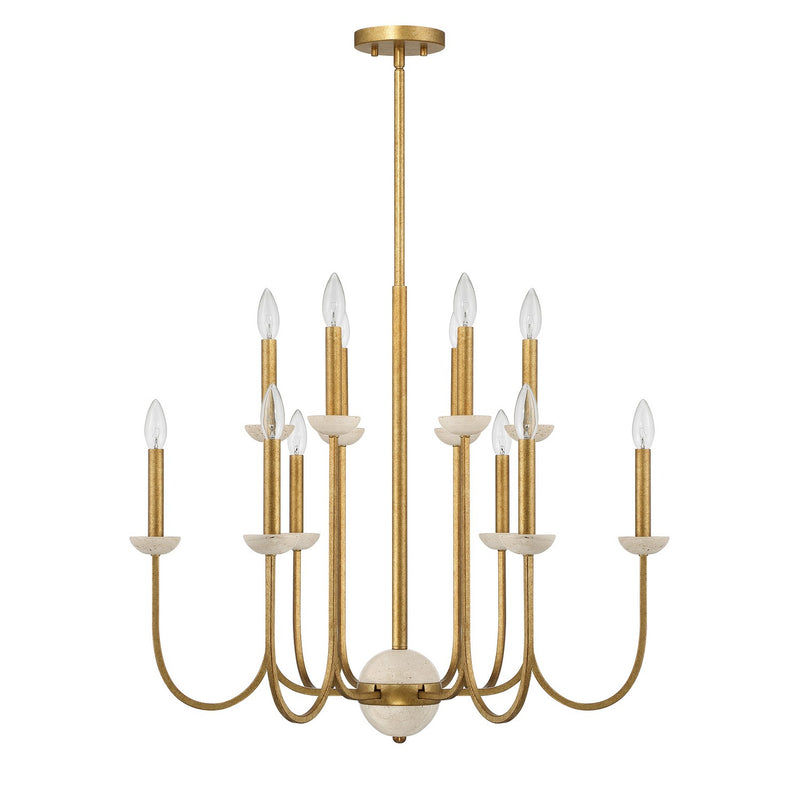 12 Light Chandelier<br /><span style="color:#4AB0CE;">Entrega: 4-10 dias en USA</span><br /><span style="color:#4AB0CE;font-size:60%;">PREGUNTE POR ENTREGA EN PANAMA</span><br />Collection: Oakhurst<br />Finish: Antique Gold