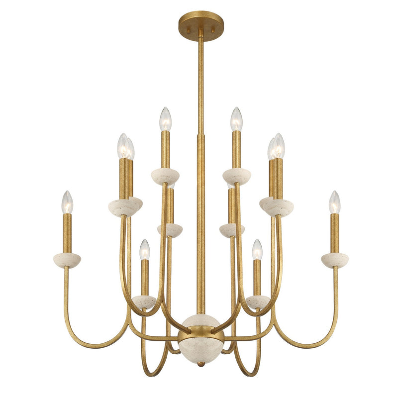 12 Light Chandelier<br /><span style="color:#4AB0CE;">Entrega: 4-10 dias en USA</span><br /><span style="color:#4AB0CE;font-size:60%;">PREGUNTE POR ENTREGA EN PANAMA</span><br />Collection: Oakhurst<br />Finish: Antique Gold