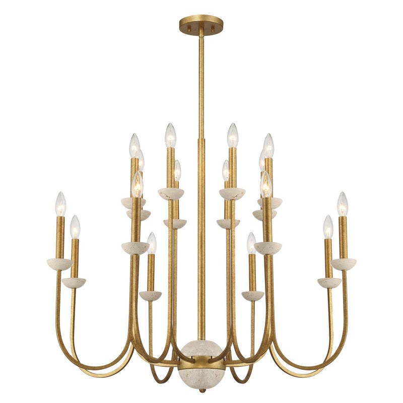 16 Light Chandelier<br /><span style="color:#4AB0CE;">Entrega: 4-10 dias en USA</span><br /><span style="color:#4AB0CE;font-size:60%;">PREGUNTE POR ENTREGA EN PANAMA</span><br />Collection: Oakhurst<br />Finish: Antique Gold