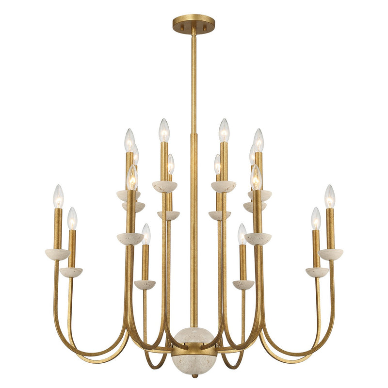 16 Light Chandelier<br /><span style="color:#4AB0CE;">Entrega: 4-10 dias en USA</span><br /><span style="color:#4AB0CE;font-size:60%;">PREGUNTE POR ENTREGA EN PANAMA</span><br />Collection: Oakhurst<br />Finish: Antique Gold