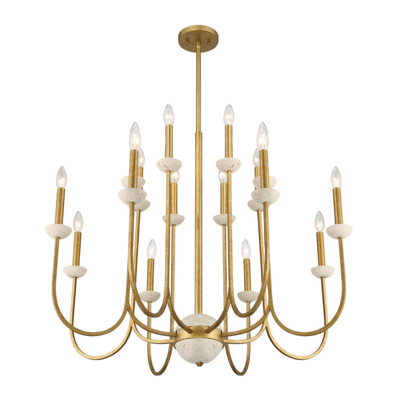 16 Light Chandelier<br /><span style="color:#4AB0CE;">Entrega: 4-10 dias en USA</span><br /><span style="color:#4AB0CE;font-size:60%;">PREGUNTE POR ENTREGA EN PANAMA</span><br />Collection: Oakhurst<br />Finish: Antique Gold