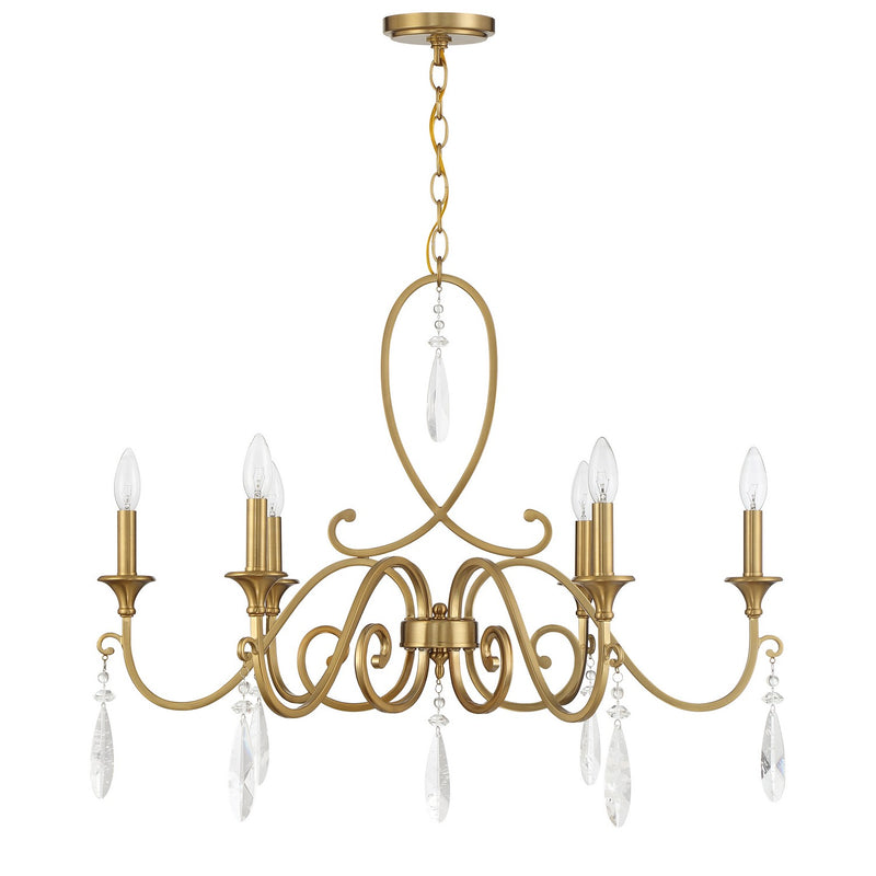 Six Light Chandelier<br /><span style="color:#4AB0CE;">Entrega: 4-10 dias en USA</span><br /><span style="color:#4AB0CE;font-size:60%;">PREGUNTE POR ENTREGA EN PANAMA</span><br />Collection: Fairchild<br />Finish: Warm Brass