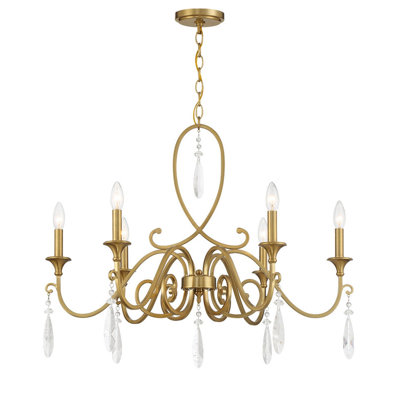 Six Light Chandelier<br /><span style="color:#4AB0CE;">Entrega: 4-10 dias en USA</span><br /><span style="color:#4AB0CE;font-size:60%;">PREGUNTE POR ENTREGA EN PANAMA</span><br />Collection: Fairchild<br />Finish: Warm Brass