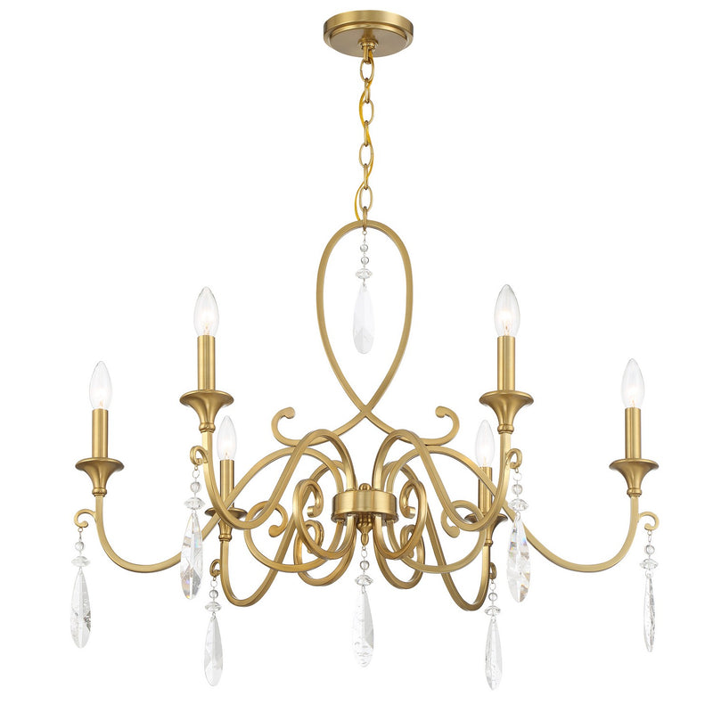 Six Light Chandelier<br /><span style="color:#4AB0CE;">Entrega: 4-10 dias en USA</span><br /><span style="color:#4AB0CE;font-size:60%;">PREGUNTE POR ENTREGA EN PANAMA</span><br />Collection: Fairchild<br />Finish: Warm Brass