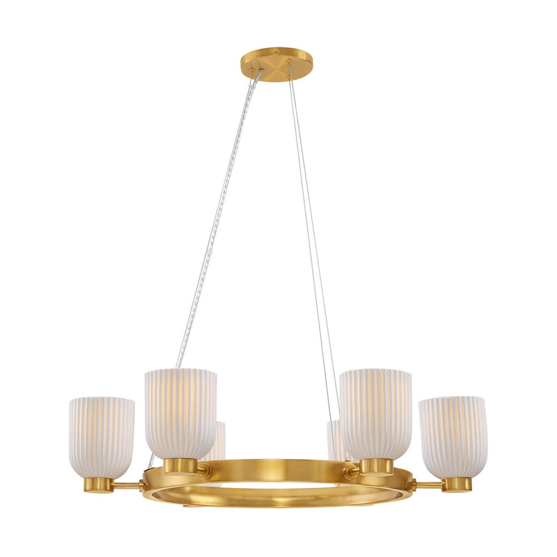 Six Light Chandelier<br /><span style="color:#4AB0CE;">Entrega: 4-10 dias en USA</span><br /><span style="color:#4AB0CE;font-size:60%;">PREGUNTE POR ENTREGA EN PANAMA</span><br />Collection: Isla Blanca<br />Finish: Warm Brass