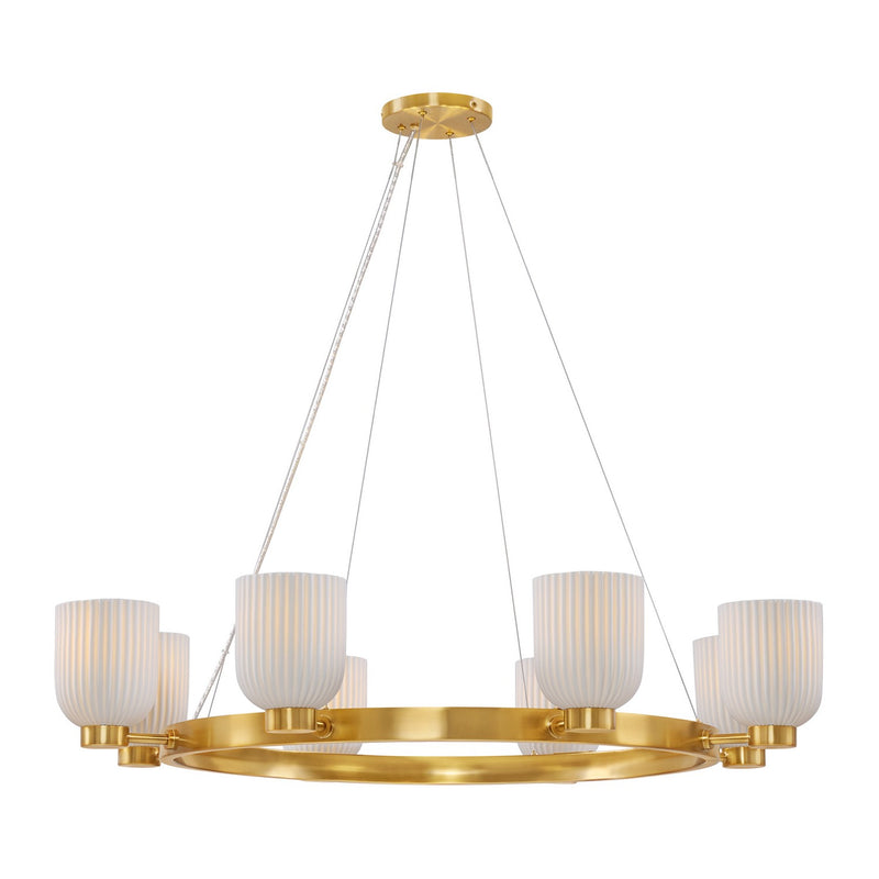 Eight Light Chandelier<br /><span style="color:#4AB0CE;">Entrega: 4-10 dias en USA</span><br /><span style="color:#4AB0CE;font-size:60%;">PREGUNTE POR ENTREGA EN PANAMA</span><br />Collection: Isla Blanca<br />Finish: Warm Brass