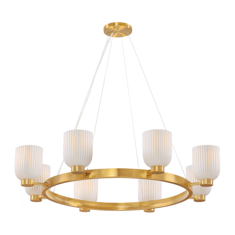 Eight Light Chandelier<br /><span style="color:#4AB0CE;">Entrega: 4-10 dias en USA</span><br /><span style="color:#4AB0CE;font-size:60%;">PREGUNTE POR ENTREGA EN PANAMA</span><br />Collection: Isla Blanca<br />Finish: Warm Brass