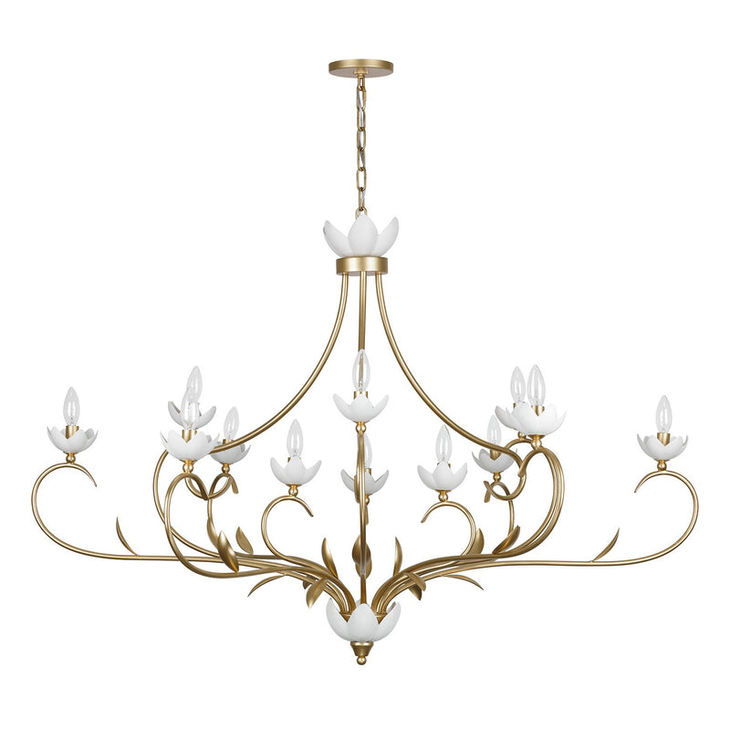 12 Light Chandelier<br /><span style="color:#4AB0CE;">Entrega: 4-5 semanas en USA</span><br /><span style="color:#4AB0CE;font-size:60%;">PREGUNTE POR ENTREGA EN PANAMA</span><br />Collection: Muse<br />Finish: French Gold and White Cashmere