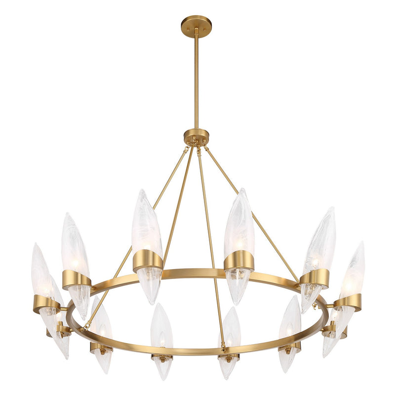 12 Light Chandelier<br /><span style="color:#4AB0CE;">Entrega: 4-10 dias en USA</span><br /><span style="color:#4AB0CE;font-size:60%;">PREGUNTE POR ENTREGA EN PANAMA</span><br />Collection: Nouvel<br />Finish: Warm Brass