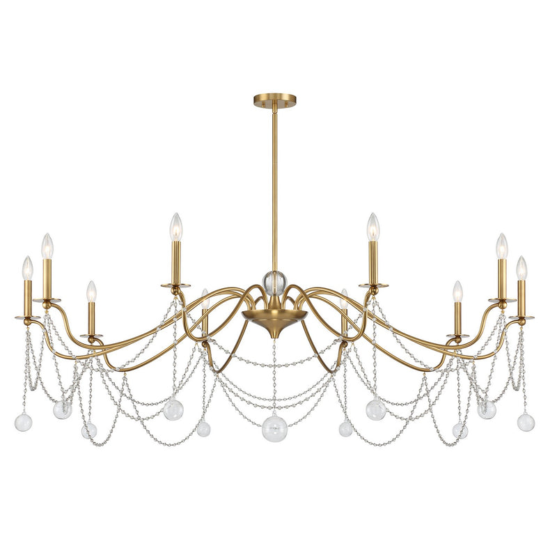 Ten Light Chandelier<br /><span style="color:#4AB0CE;">Entrega: 4-10 dias en USA</span><br /><span style="color:#4AB0CE;font-size:60%;">PREGUNTE POR ENTREGA EN PANAMA</span><br />Collection: Mariposa<br />Finish: Warm Brass