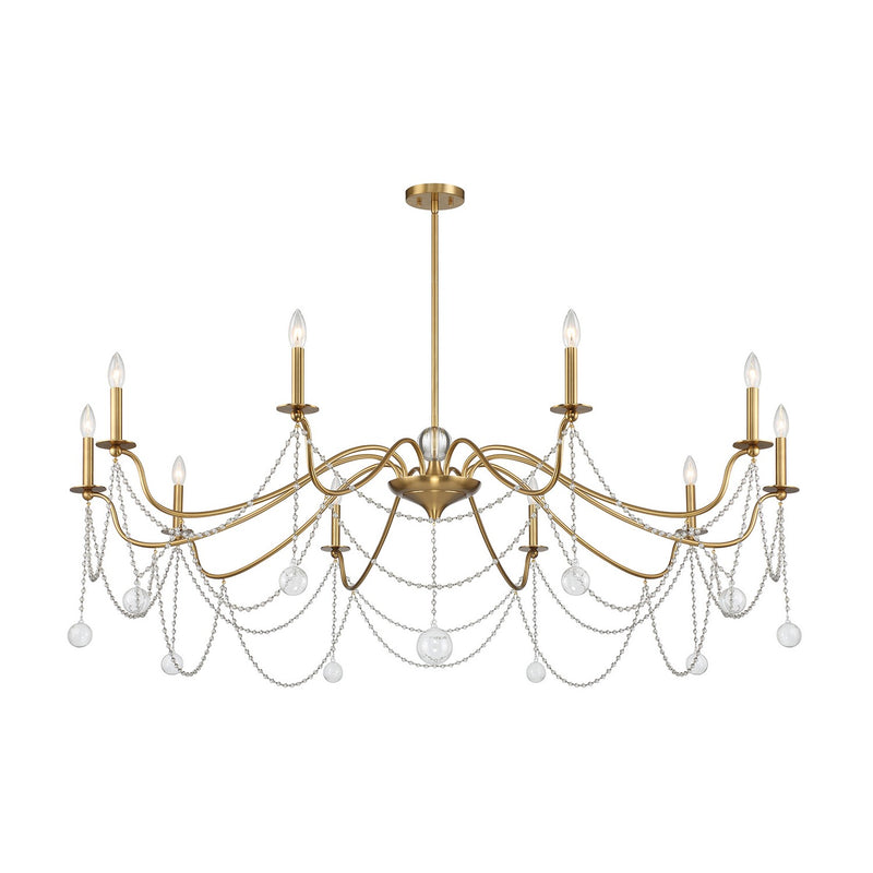 Ten Light Chandelier<br /><span style="color:#4AB0CE;">Entrega: 4-10 dias en USA</span><br /><span style="color:#4AB0CE;font-size:60%;">PREGUNTE POR ENTREGA EN PANAMA</span><br />Collection: Mariposa<br />Finish: Warm Brass