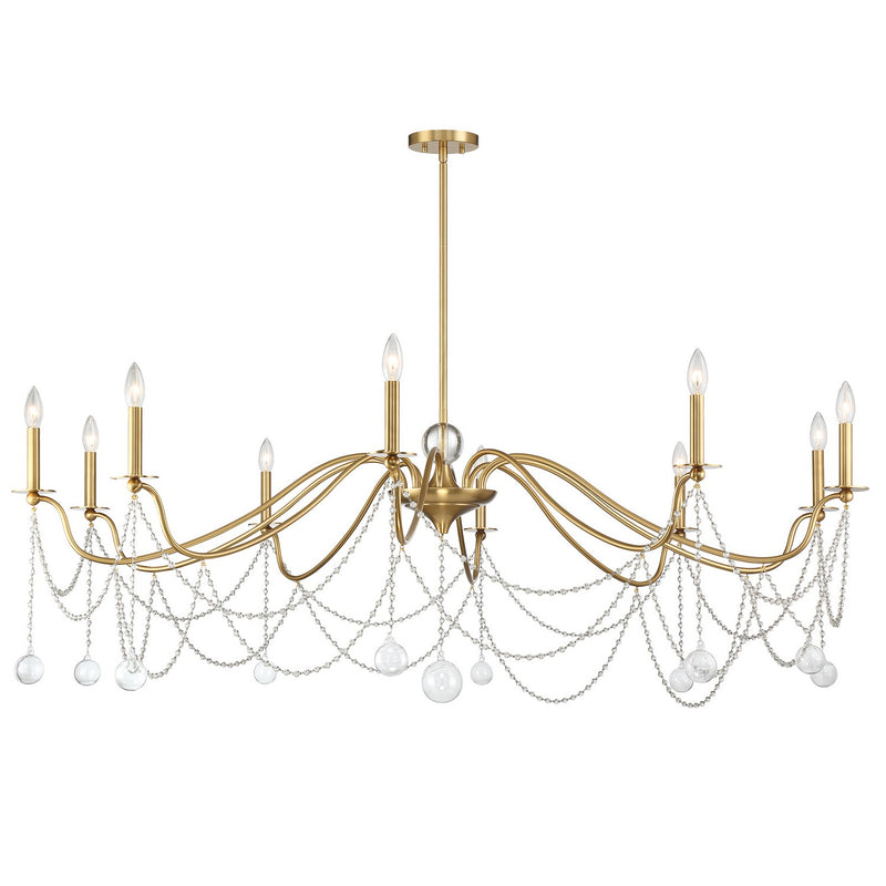 Ten Light Chandelier<br /><span style="color:#4AB0CE;">Entrega: 4-10 dias en USA</span><br /><span style="color:#4AB0CE;font-size:60%;">PREGUNTE POR ENTREGA EN PANAMA</span><br />Collection: Mariposa<br />Finish: Warm Brass